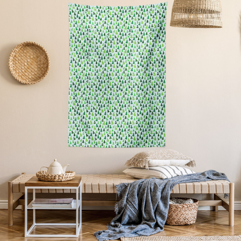 Green Silhouettes Tapestry