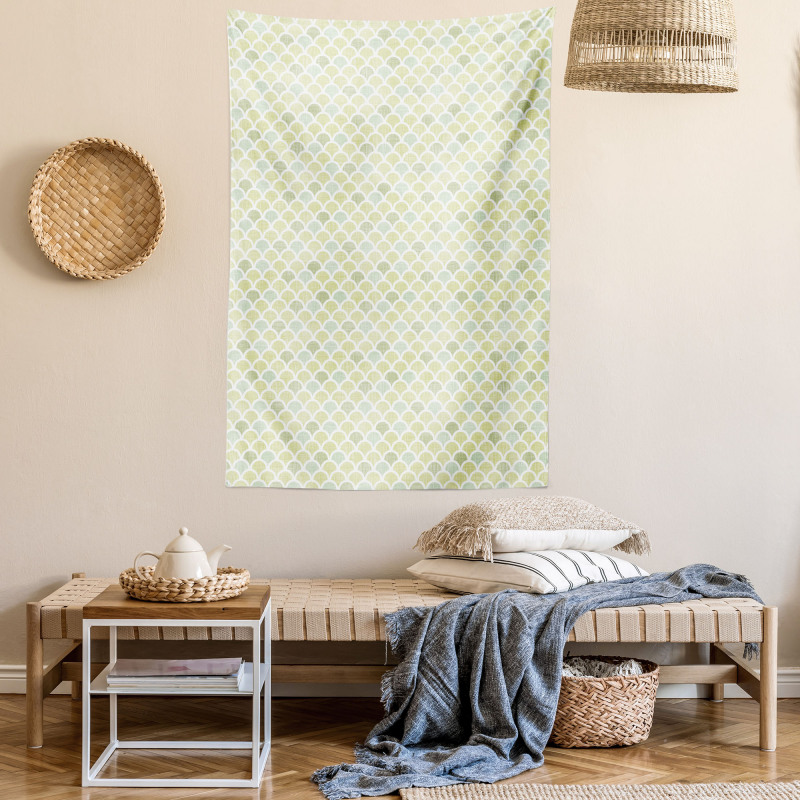 Green Mesh Curves Tapestry