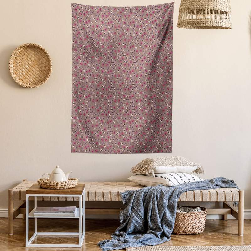 Vibrant Magenta Insects Tapestry