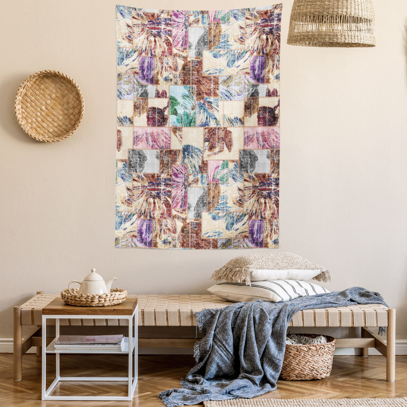 Grunge Abstract Floral Art Tapestry
