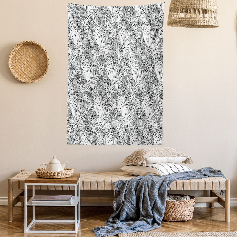 Curvy Hypnotic Lines Dots Tapestry