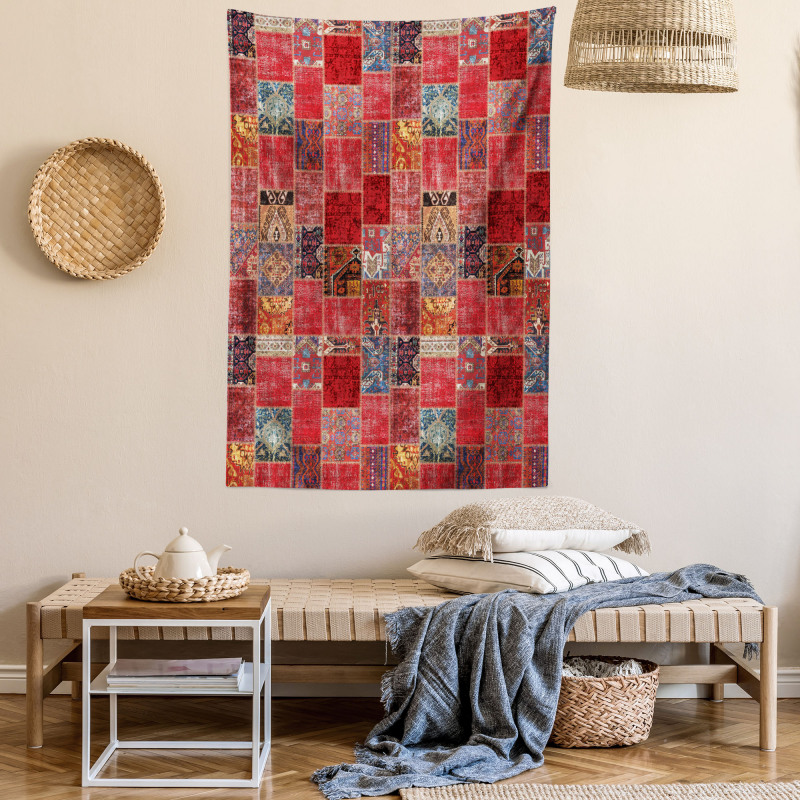 Ethnic Ornamental Squares Tapestry