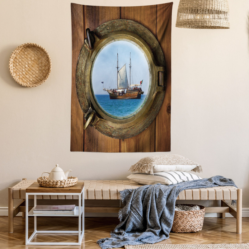 Ship Window with Cruise Tapestry