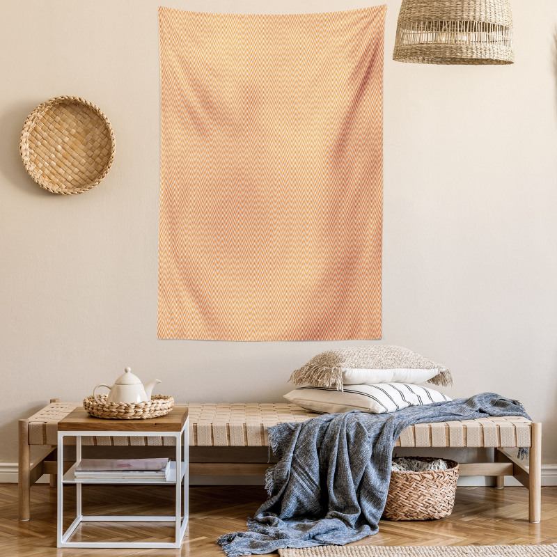 Orange Wavy Stripe Abstract Tapestry