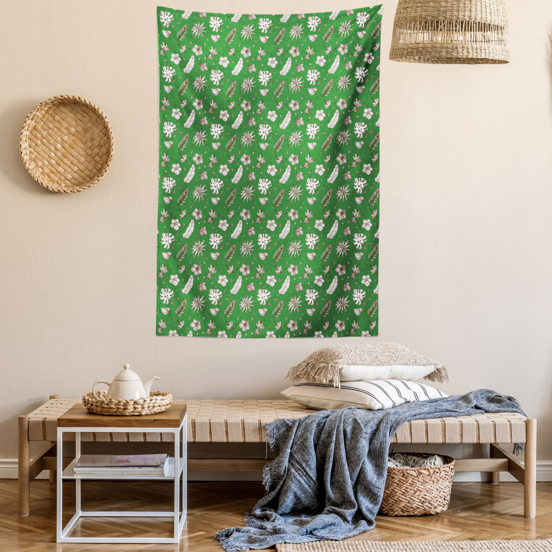 Hand Drawn Palm and Monstera Tapestry