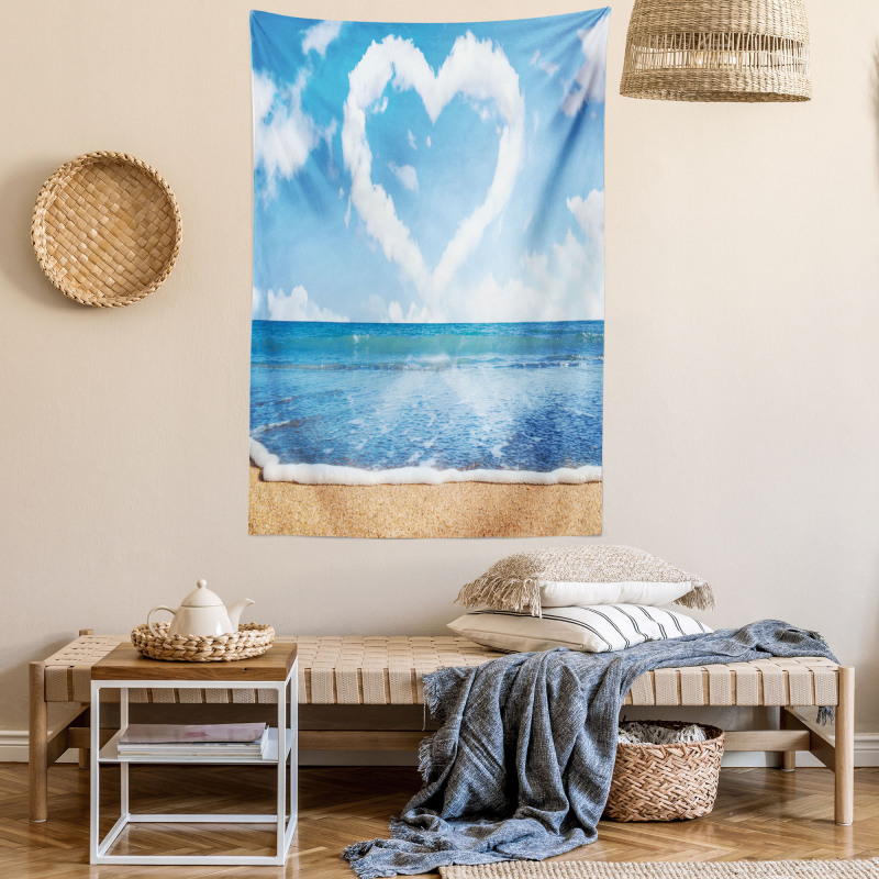 Clouds Heart Shape Tapestry