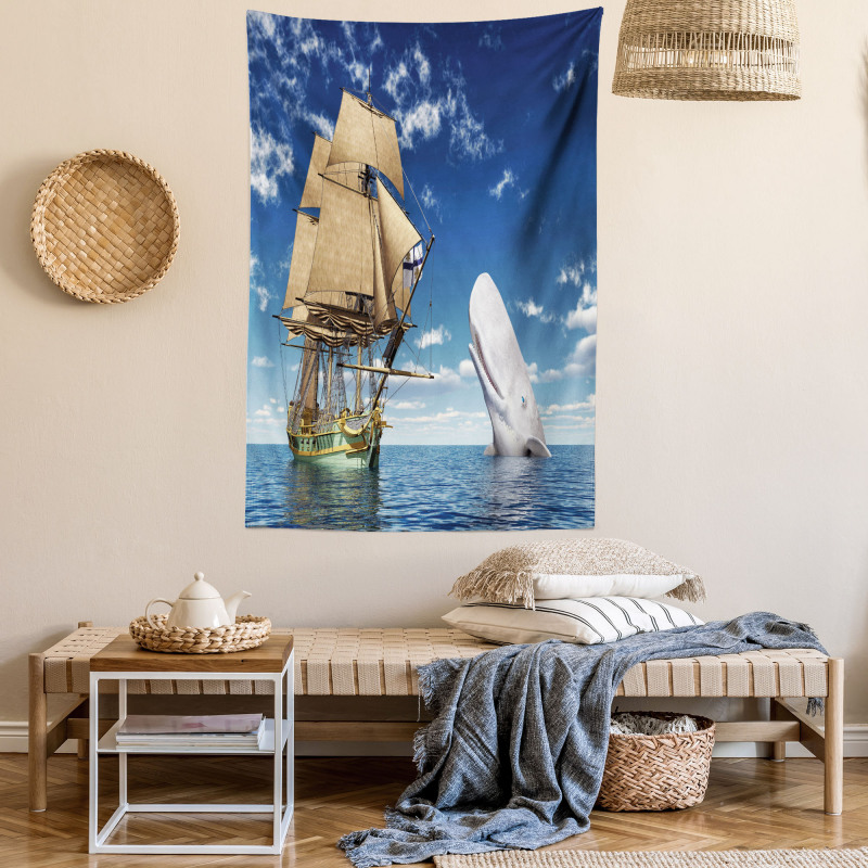 Pirate Ship and Mammal Fish Tapestry