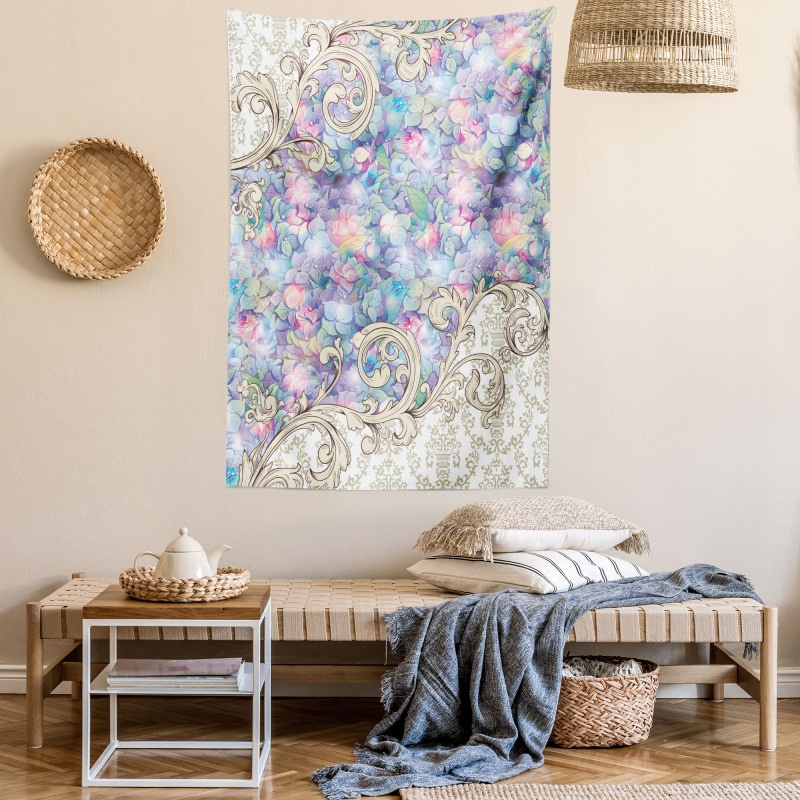 Baroque Hydrangeas Swirls Tapestry