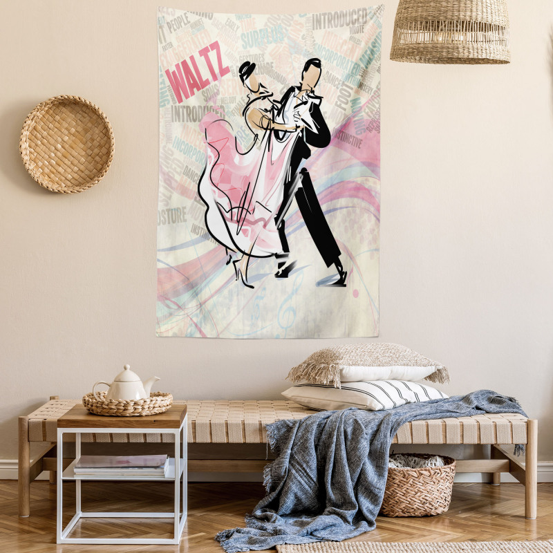 Romantic Dancing Couple Words Tapestry