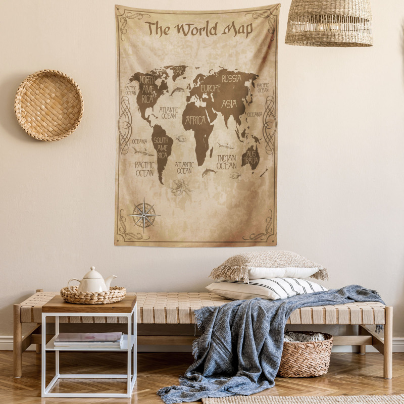 Vintage Topographic Image Tapestry