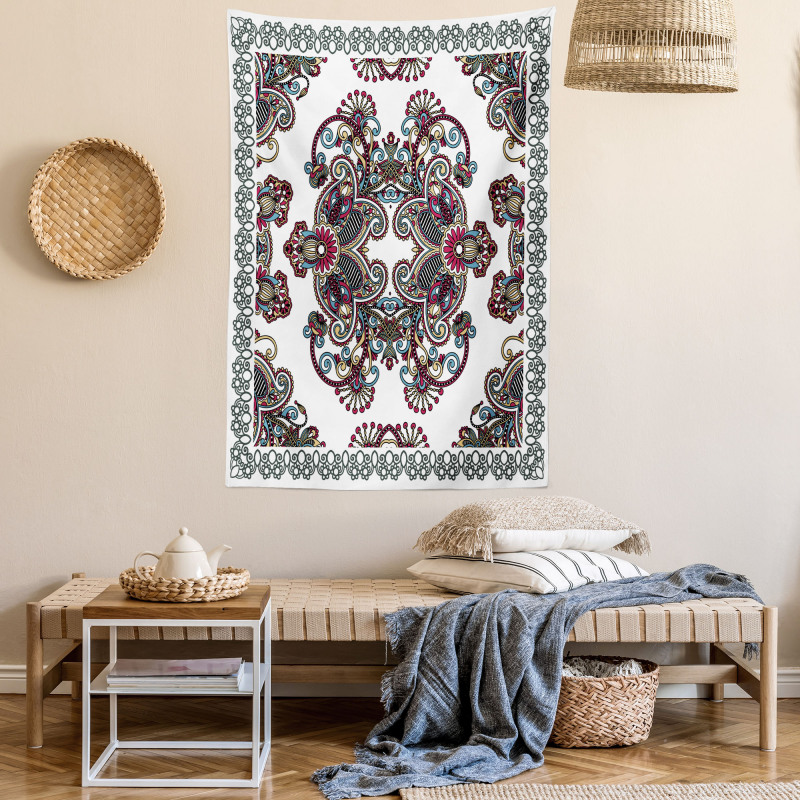 Curlicues Floral Design Tapestry