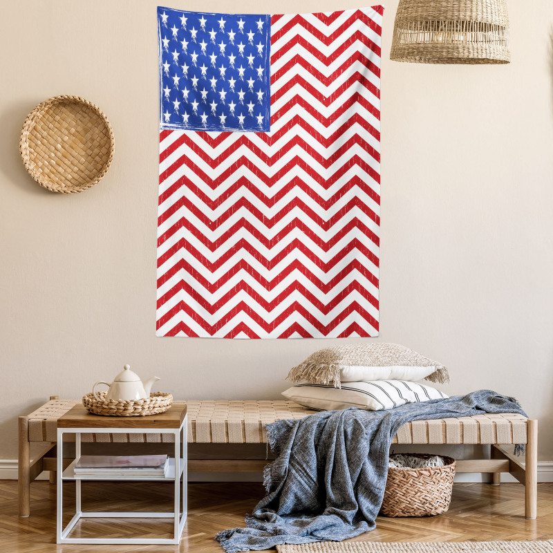 Country Flag with Zigzag Lines Tapestry