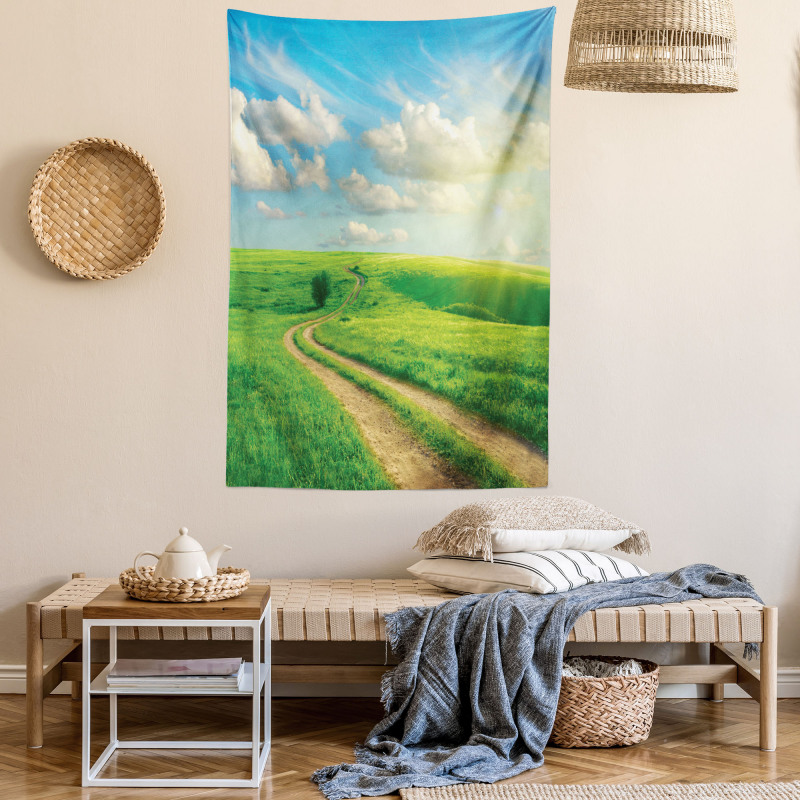 Grassy Hill Sky Pathway Tapestry