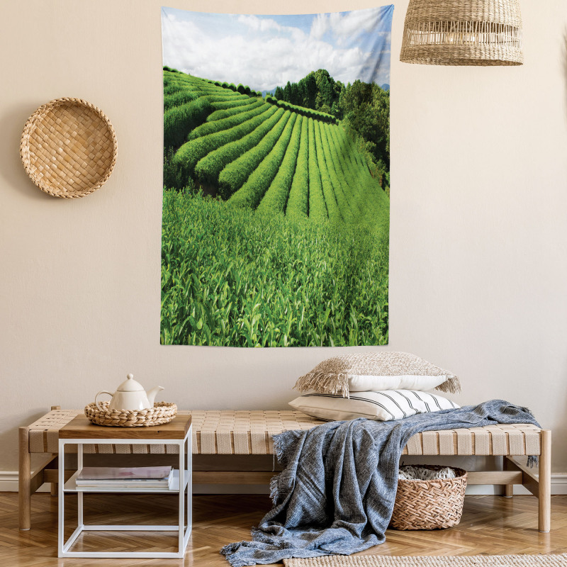 Sunny Landscape Tea Fields Tapestry