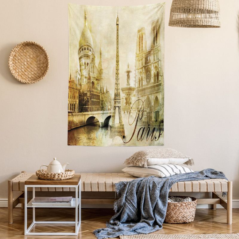 Vintage Style Landmarks Photo Tapestry