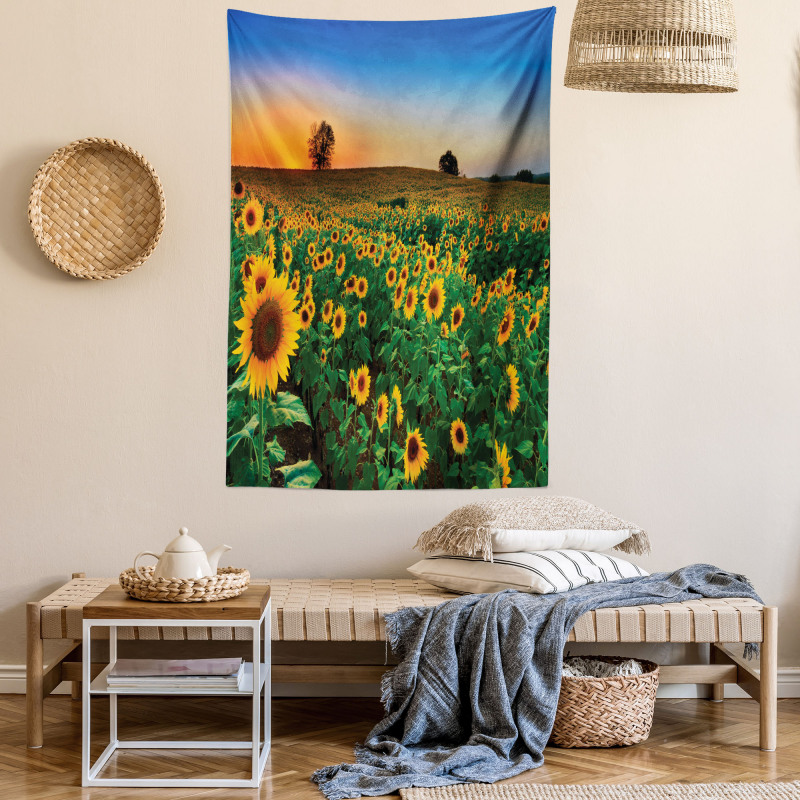 Flower Field at Sunset Tapestry