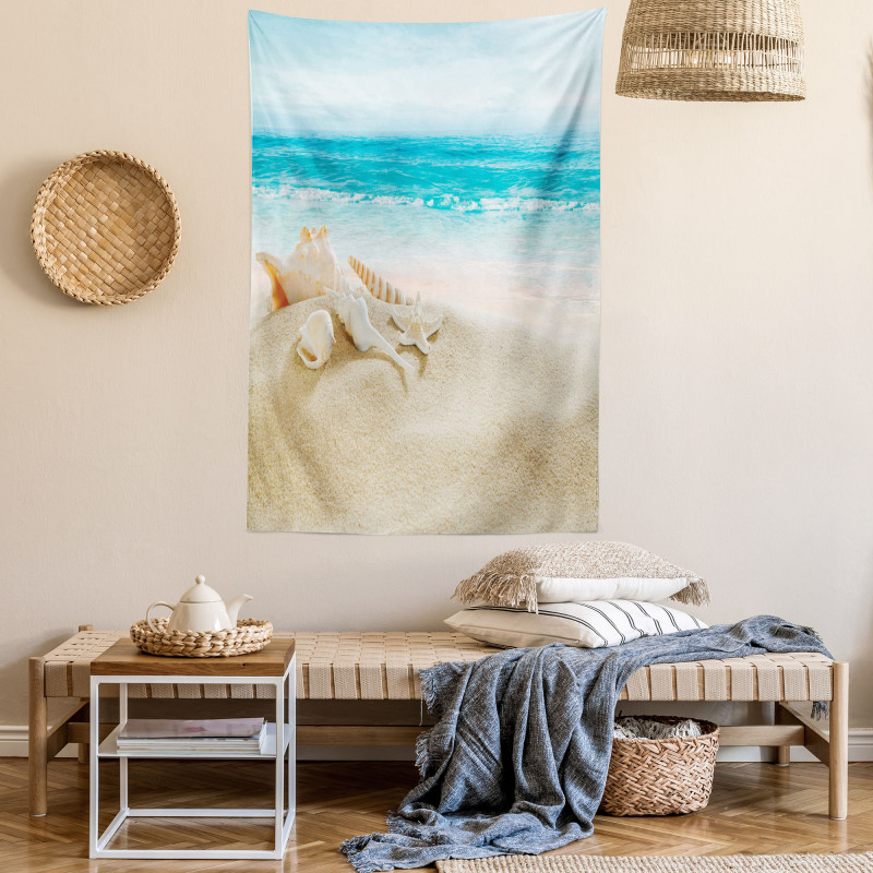 Pastel Beach Scene Tapestry