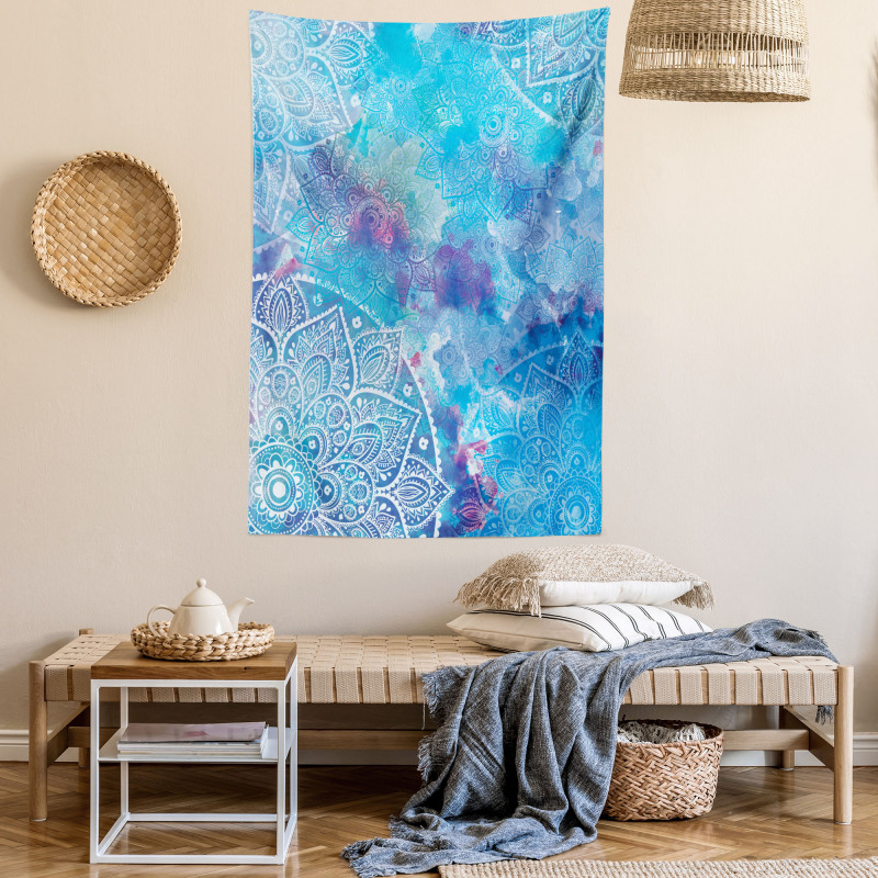 Watercolor Floral Asian Tapestry