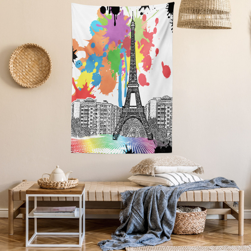 Splashing Spots Eiffel Tower Tapestry