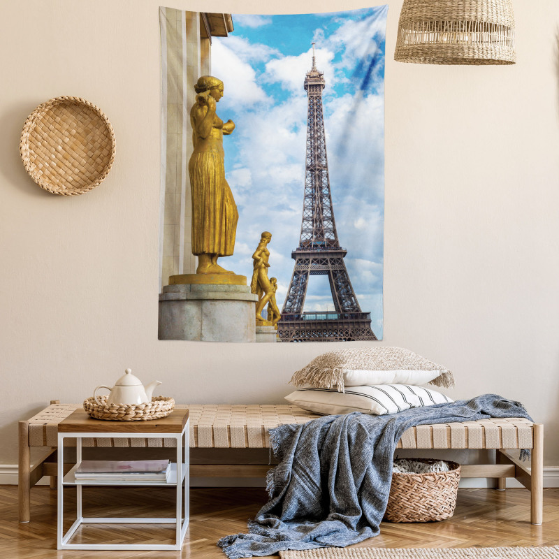 Antique Sculptures Eiffel Tapestry