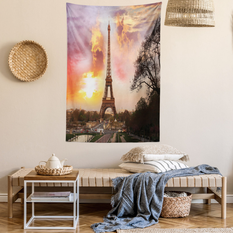 Parisian Cityscape at Sunset Tapestry