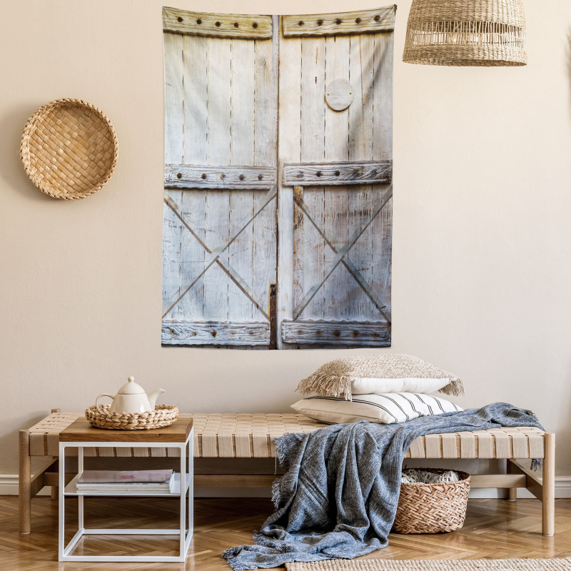 Country Rusty Wooden Door Tapestry