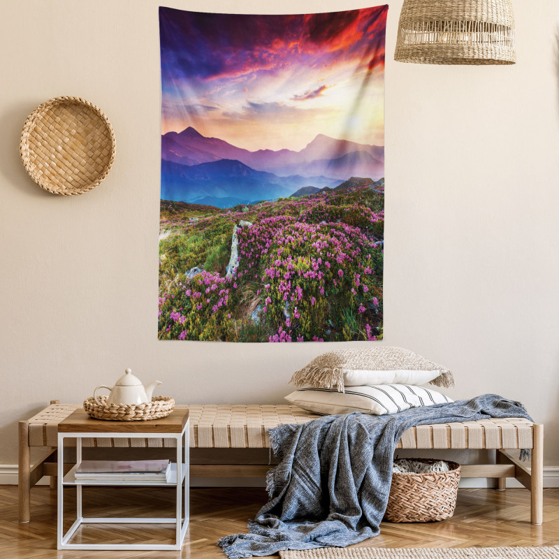 Summer Day Floral Panorama Tapestry