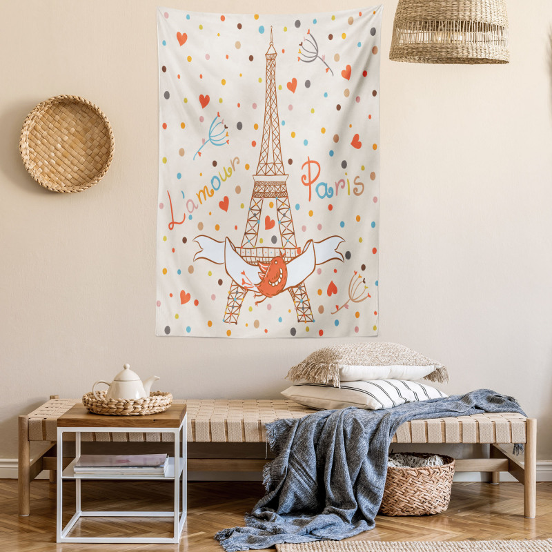 Eiffel Love Birds Tapestry