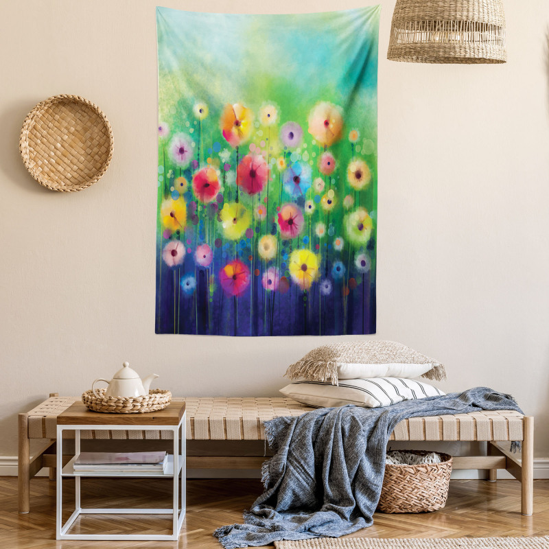 Colorful Garden Meadow Theme Tapestry