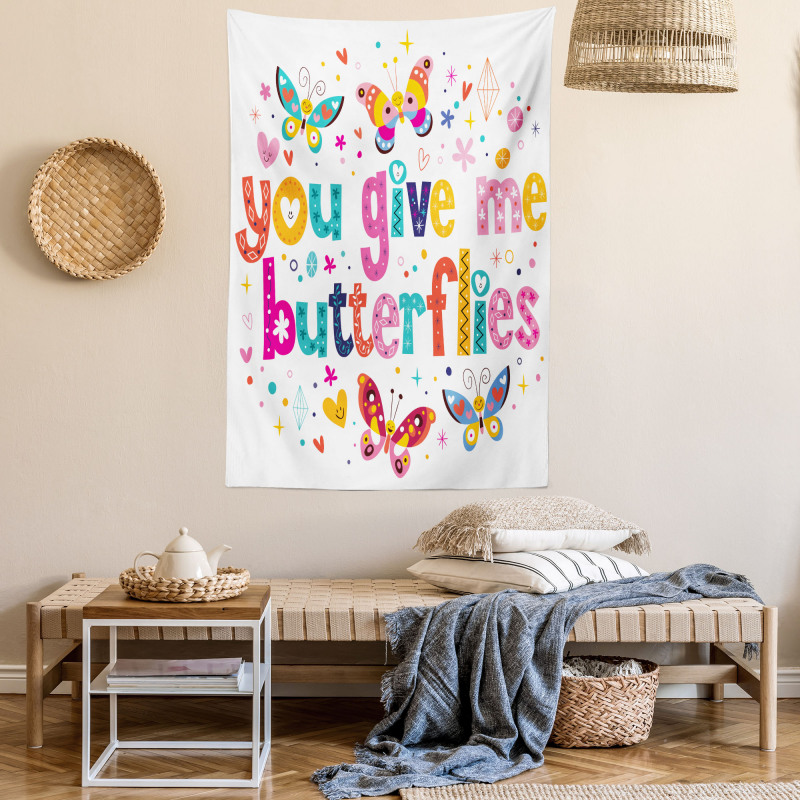 Words Hearts Cartoon Tapestry