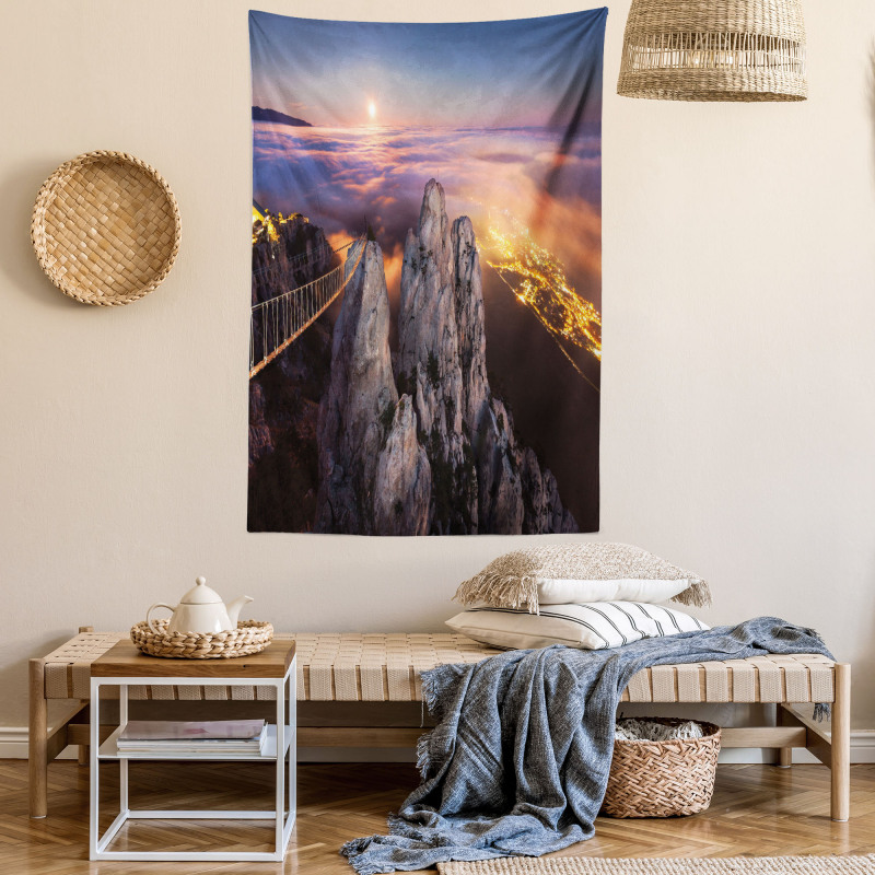 Full Moon Sunset Alps Tapestry