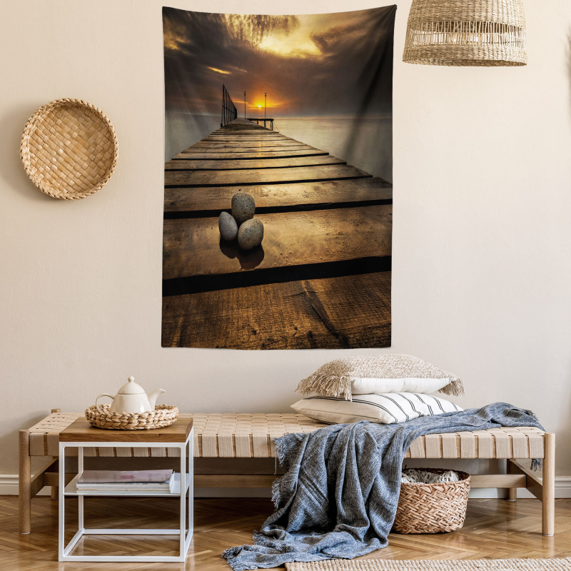 Black Sea at Dusk Pier Tapestry