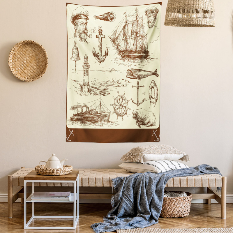 Oceanic Drawing Effect Tapestry