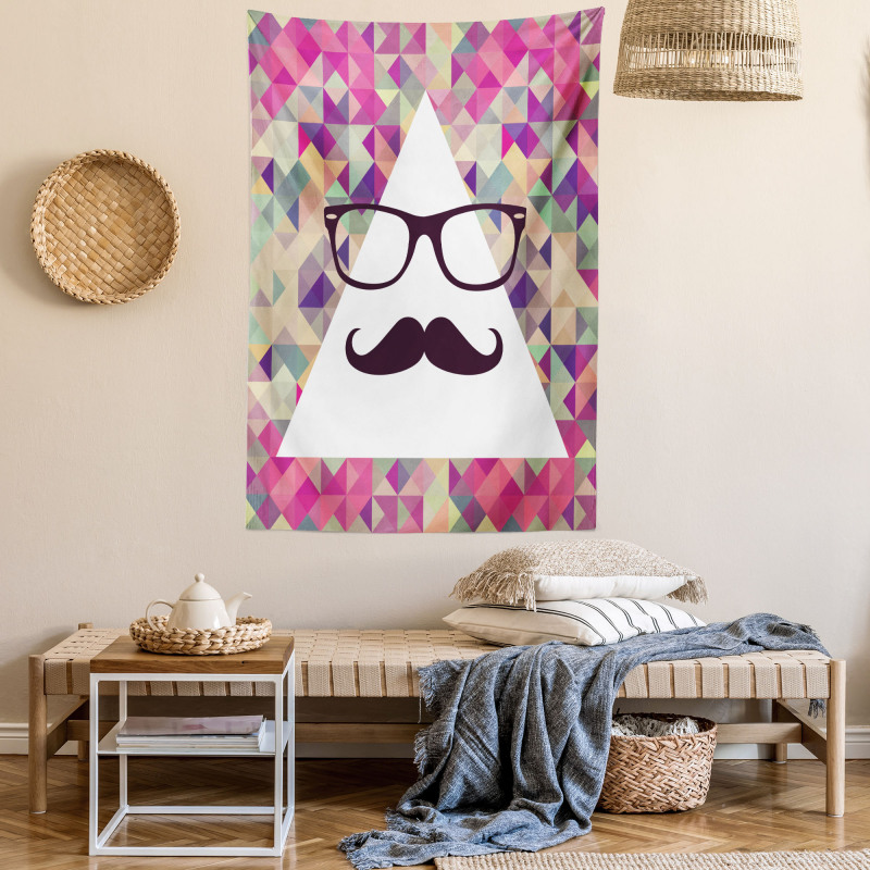 Hipster Mustache Glasses Tapestry