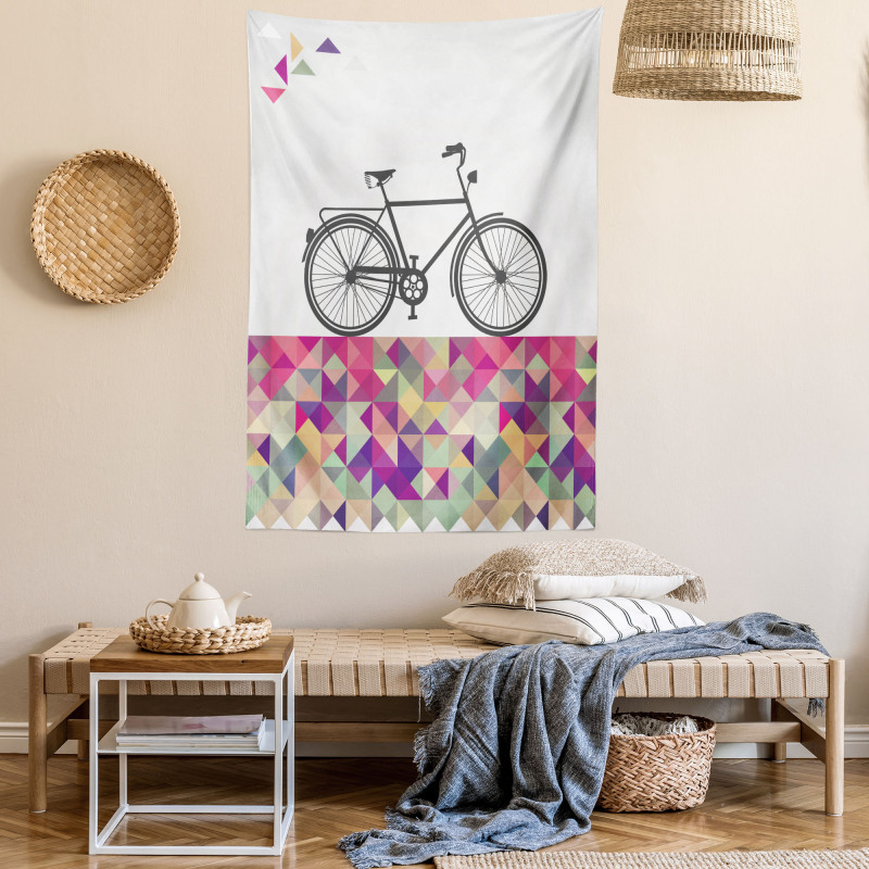 Bike over Color Mosaic Tapestry