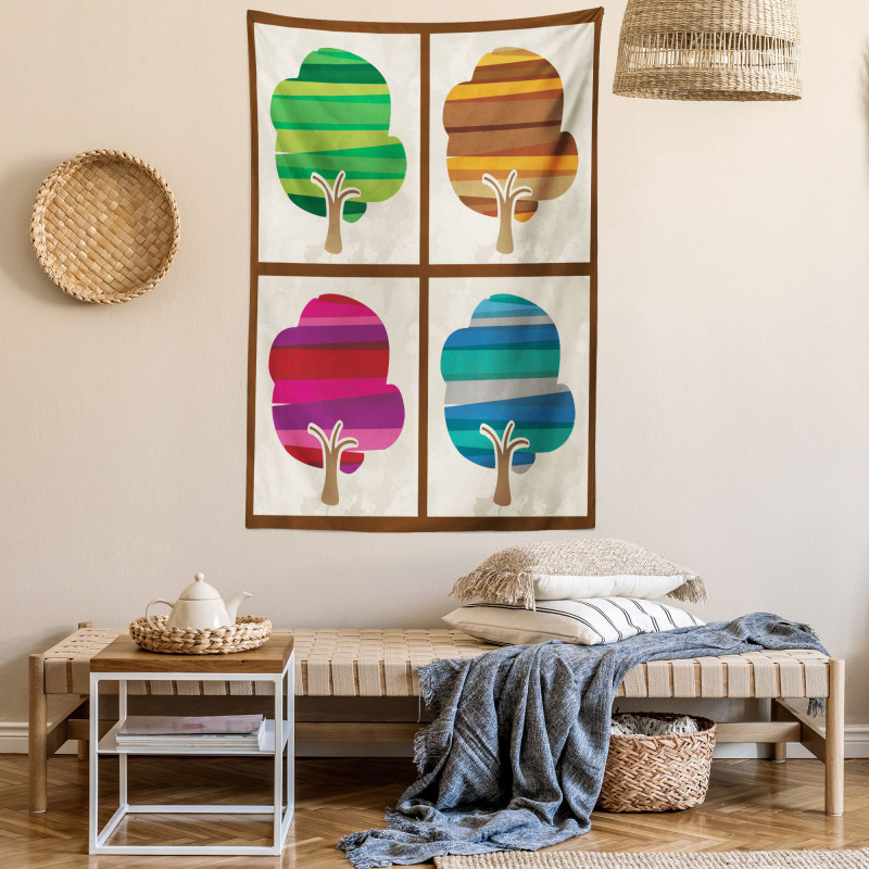 Striped Fall Silhouettes Tapestry