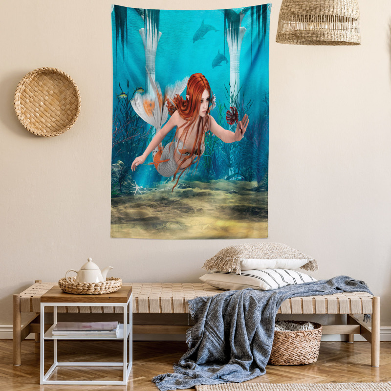 Magic Aqua Sea Lily Tapestry