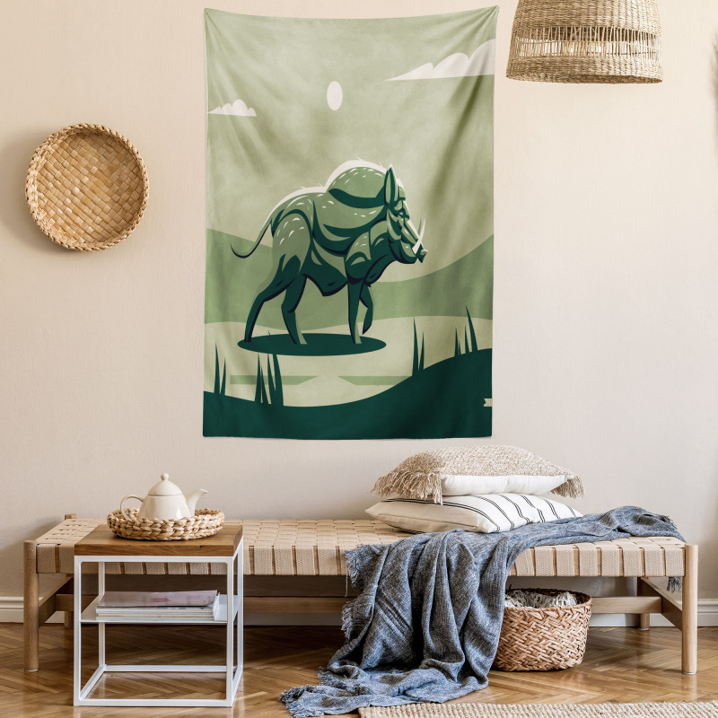 Wild Boar with Tusks Art Tapestry
