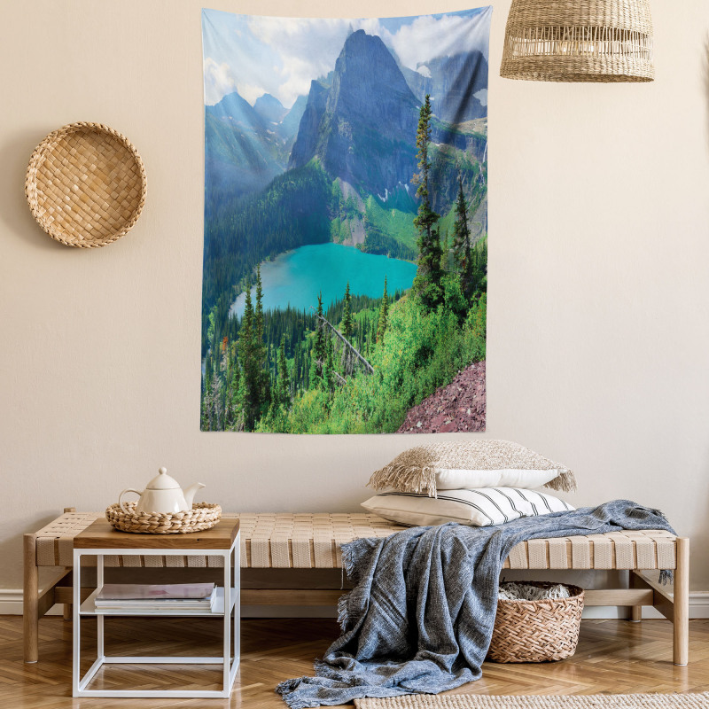 Grinnell Lake and Mountains Tapestry