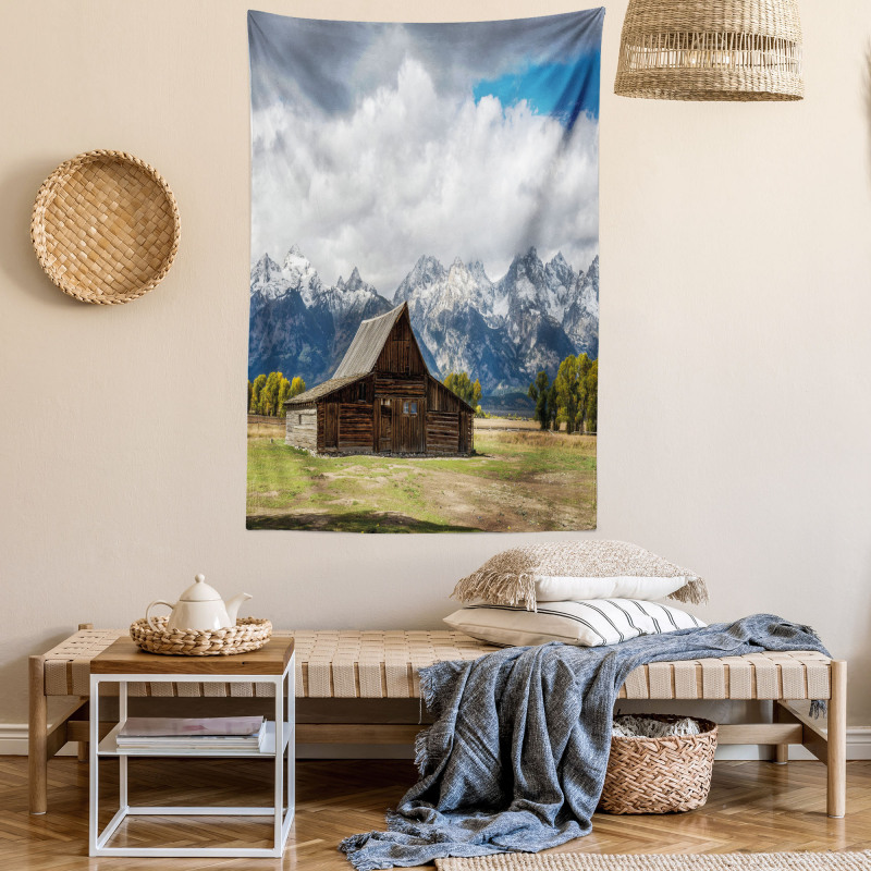 Rustic Wooden Cottage View Tapestry