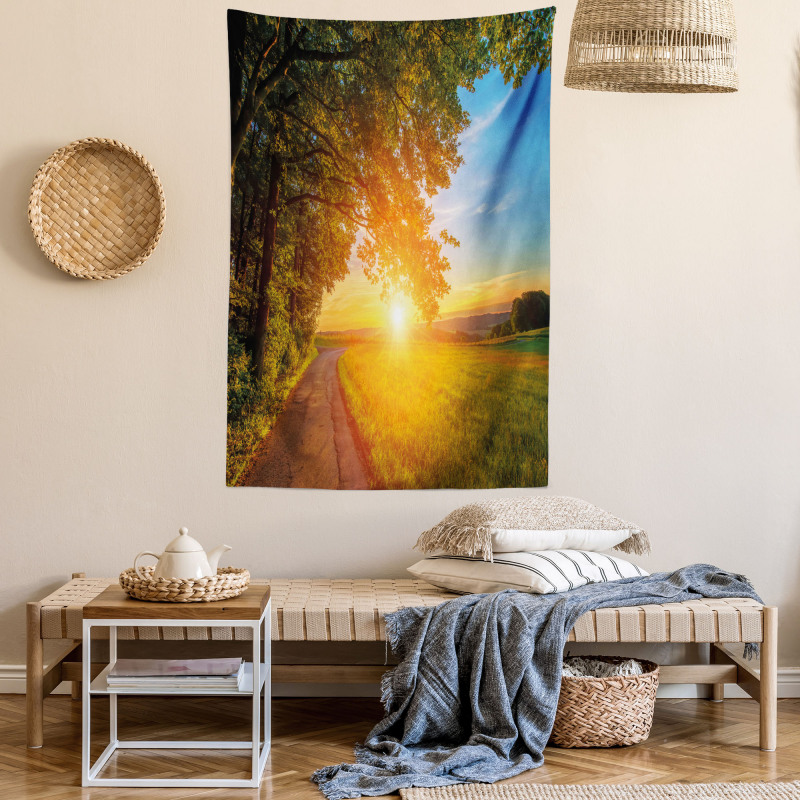 Tranquil Path at Sunset Tapestry