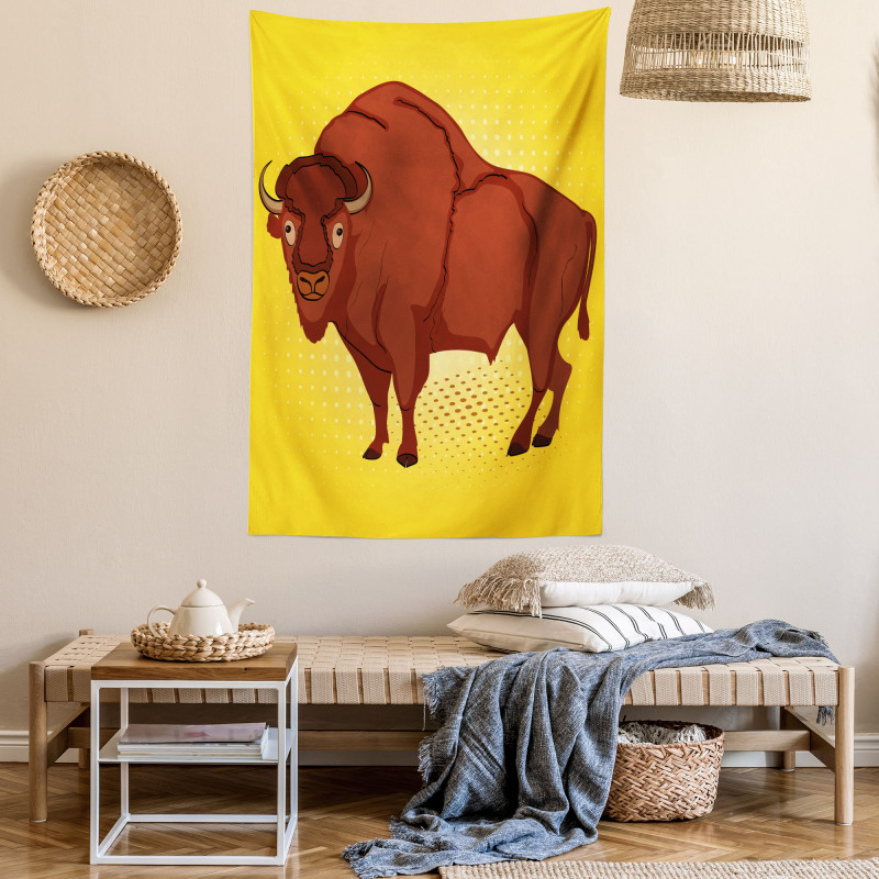 Comic Book Drawn Bison Tapestry