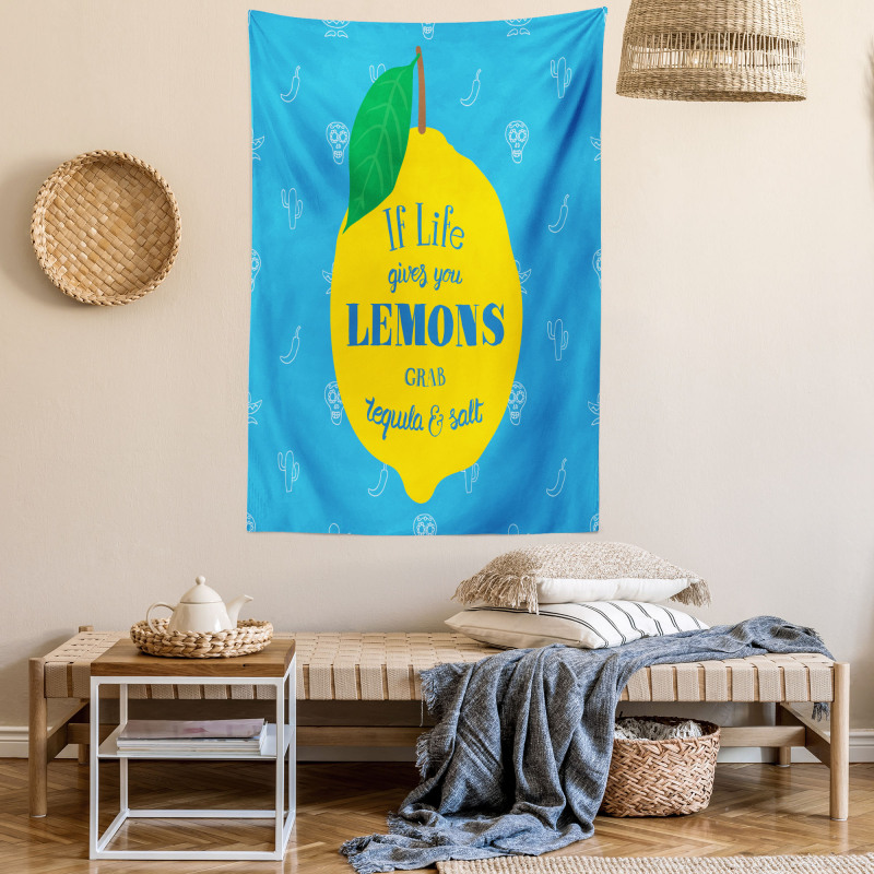 Mexican Words on Lemon Tapestry