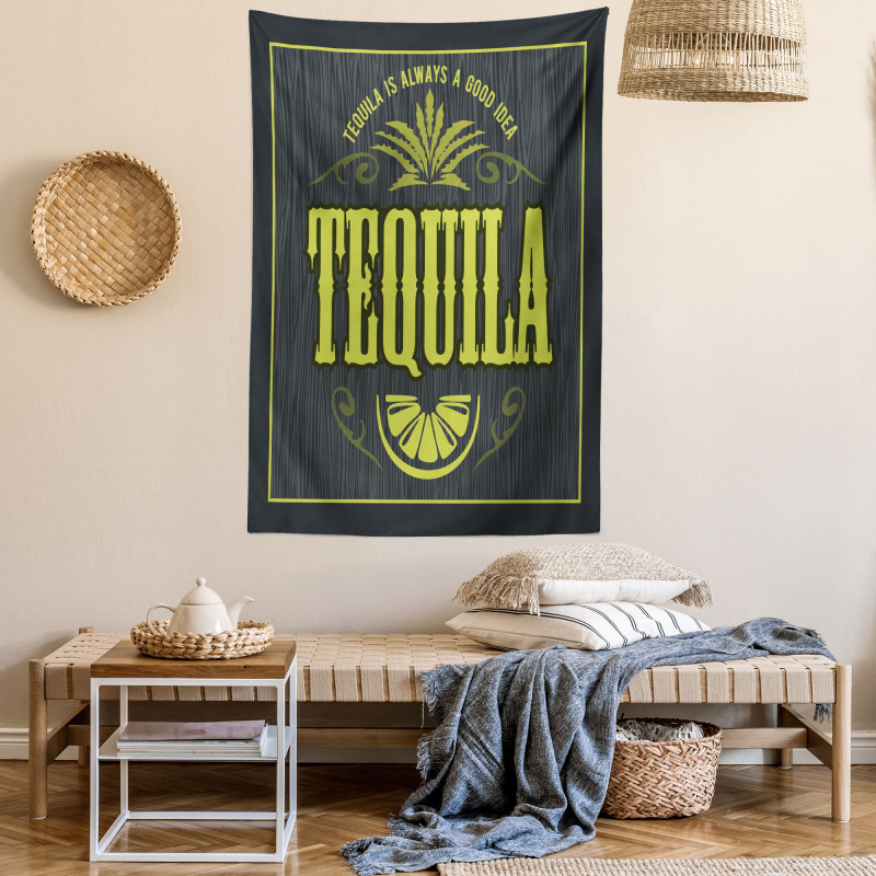 Vintage Alcohol Themed Text Tapestry