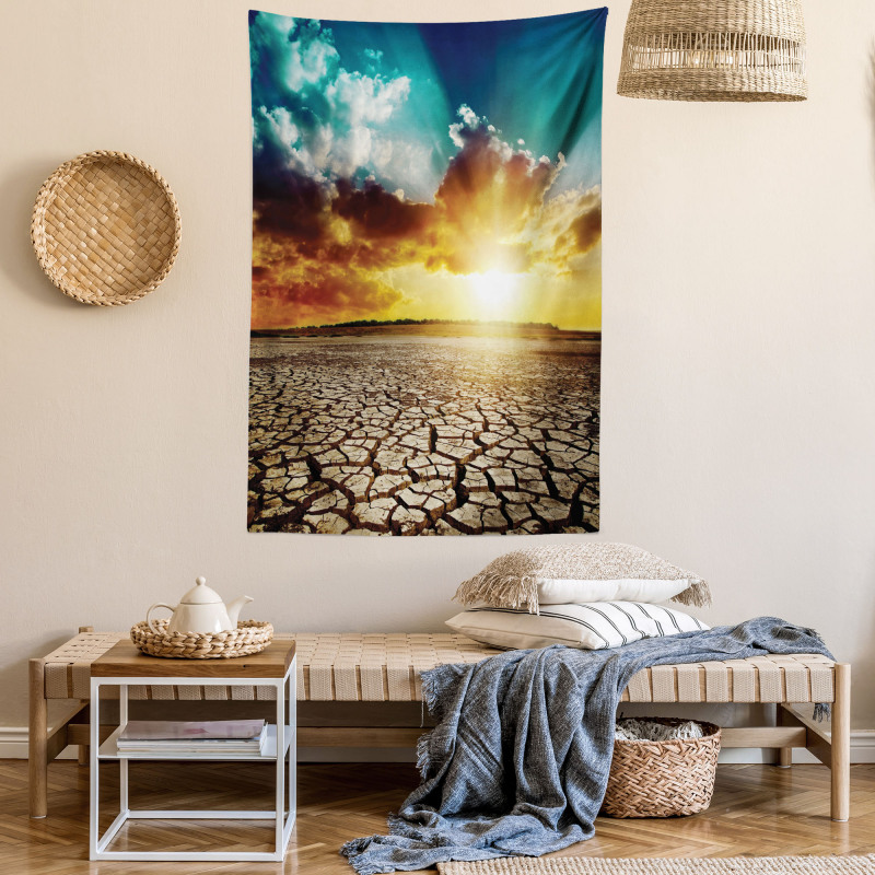 Sunset Cracked Earth Tapestry