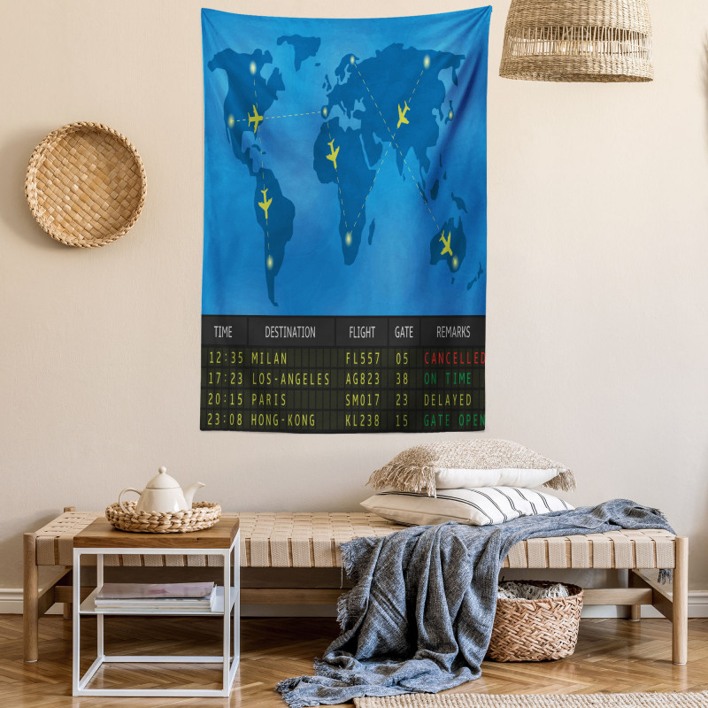 Departure Board World Map Tapestry