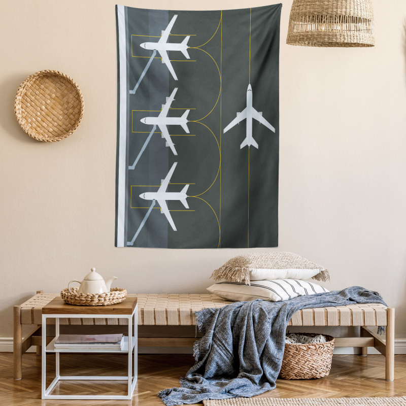 Landed Parked Airplanes Tapestry