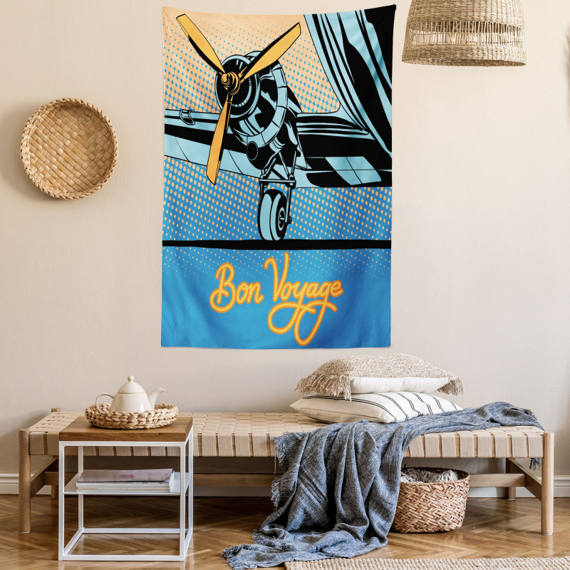 Retro Plane with Propeller Tapestry