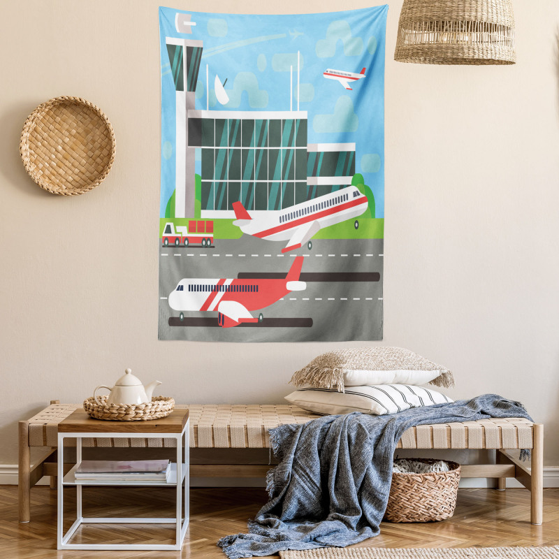 Departure Plane from Runway Tapestry