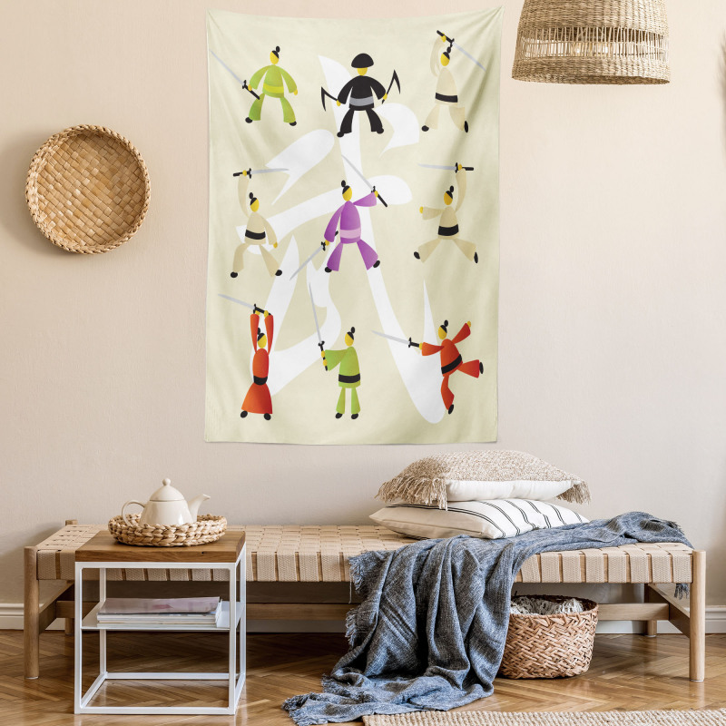 Japanese Martial Art Icons Tapestry